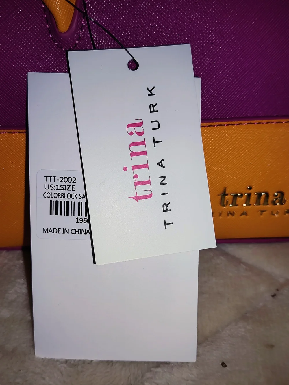 Trina Turk Pink and Yellow Colorblock Satchel